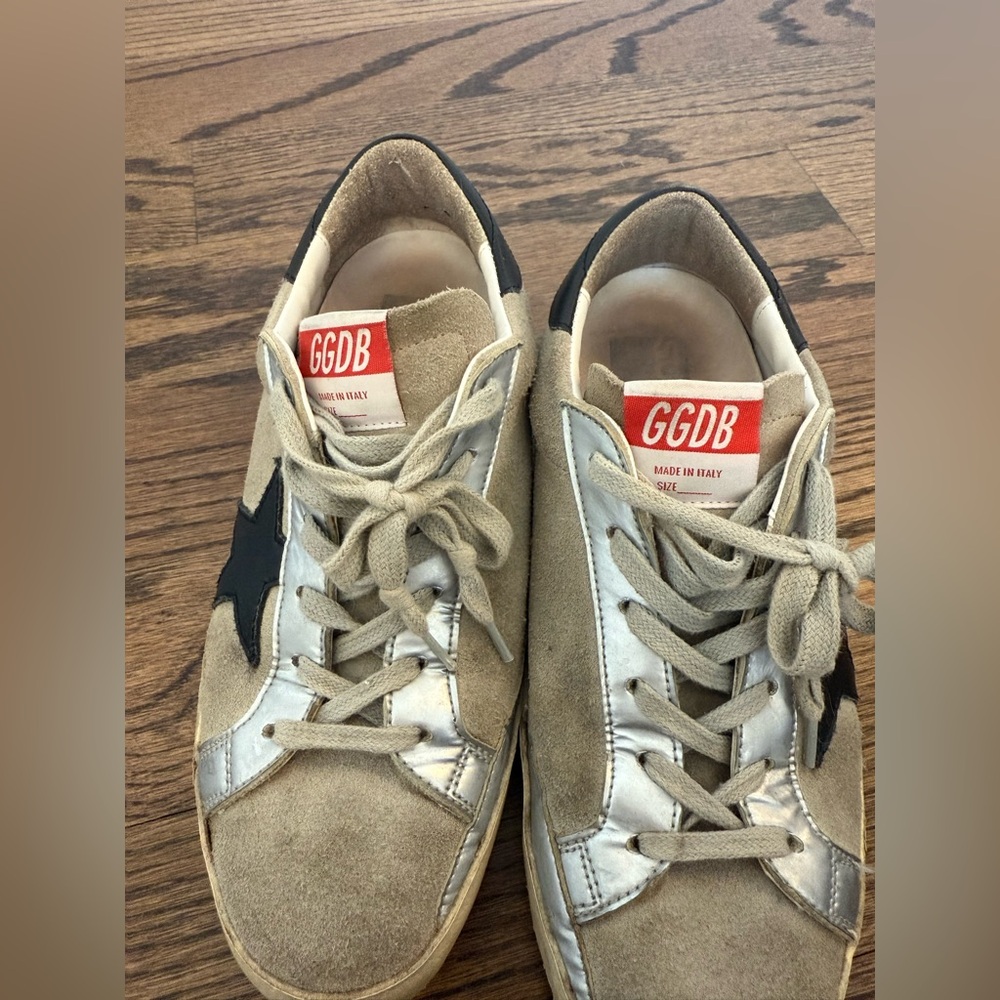 Golden Goose Beige and Silver Women's Sneakers